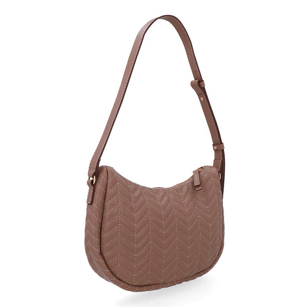 Bolsa Hobo Couro Marrom Detalhe Bordado Marrom 2
