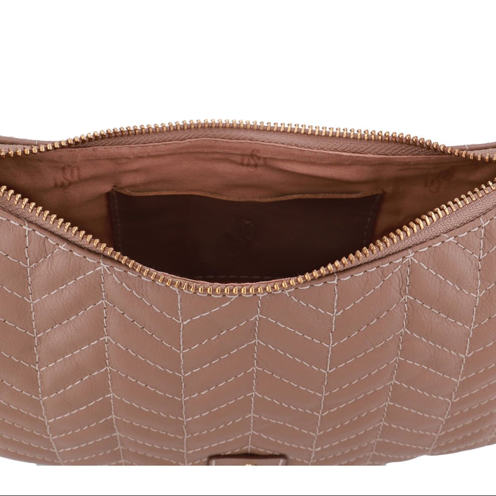 Bolsa Hobo Couro Marrom Detalhe Bordado Marrom 3