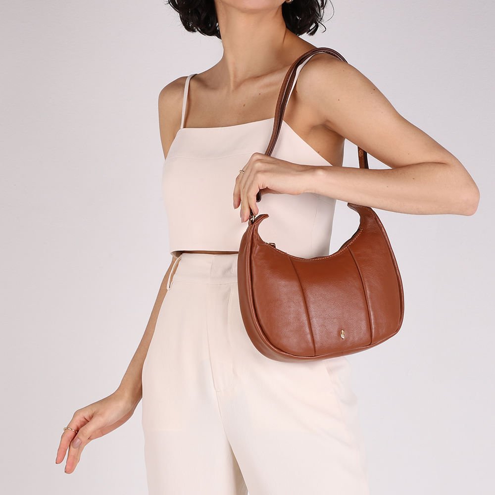 Bolsa Hobo Couro Marrom Marrom 5