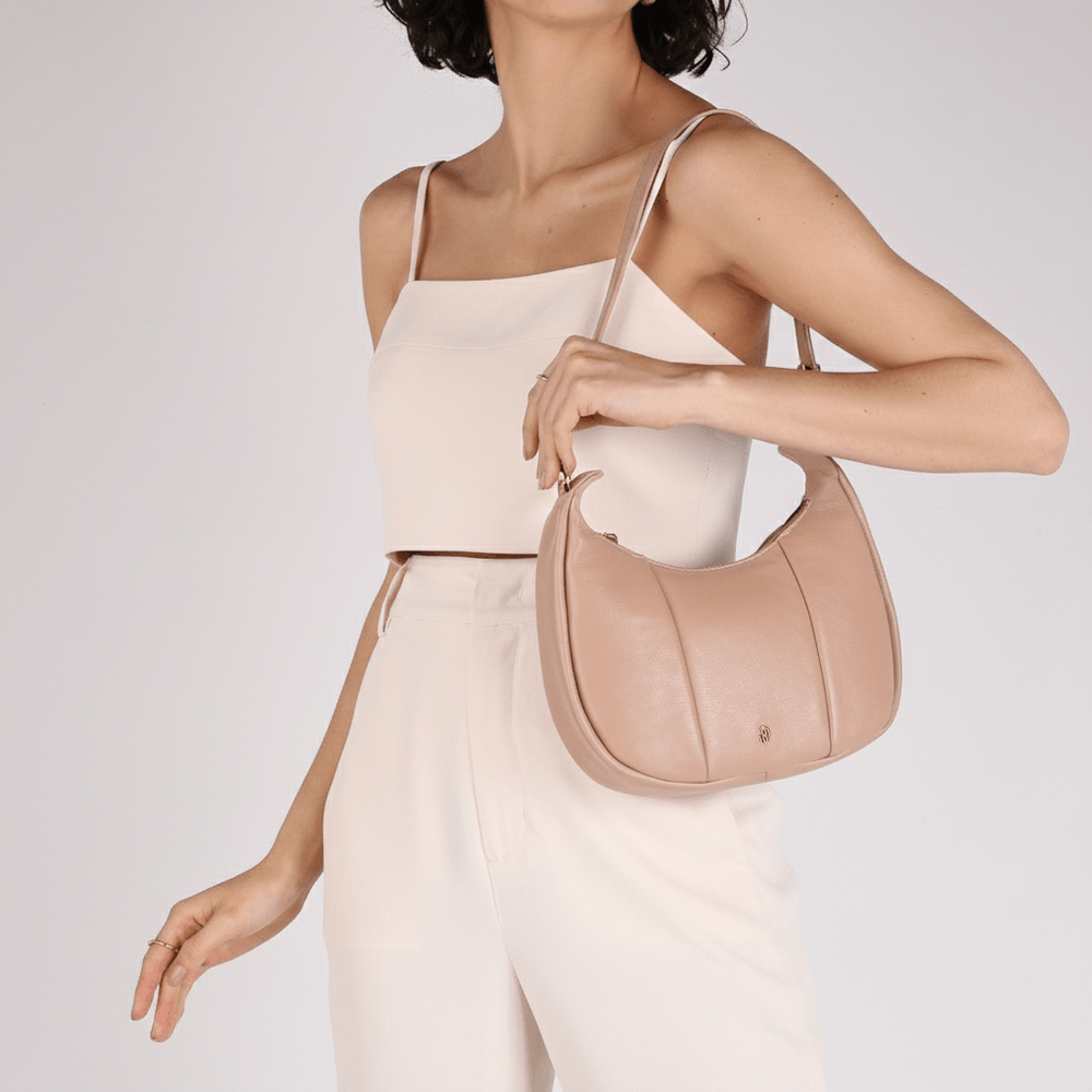 Bolsa Hobo Couro Bege Bege 4