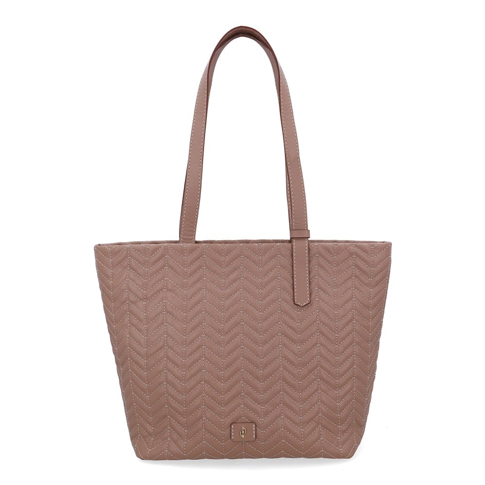 Bolsa Shopper Couro Marrom Detalhe Bordado