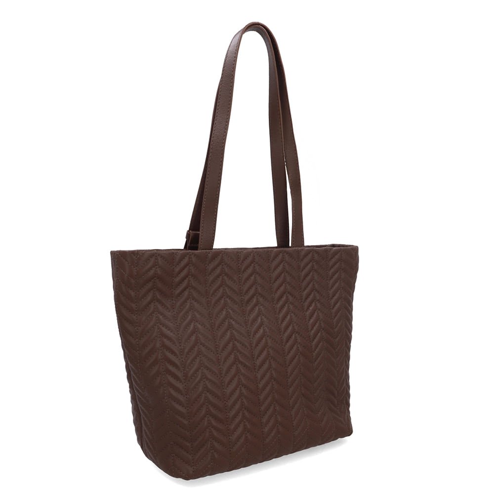 Bolsa Shopper Couro Marrom Detalhe Bordado Marrom 2