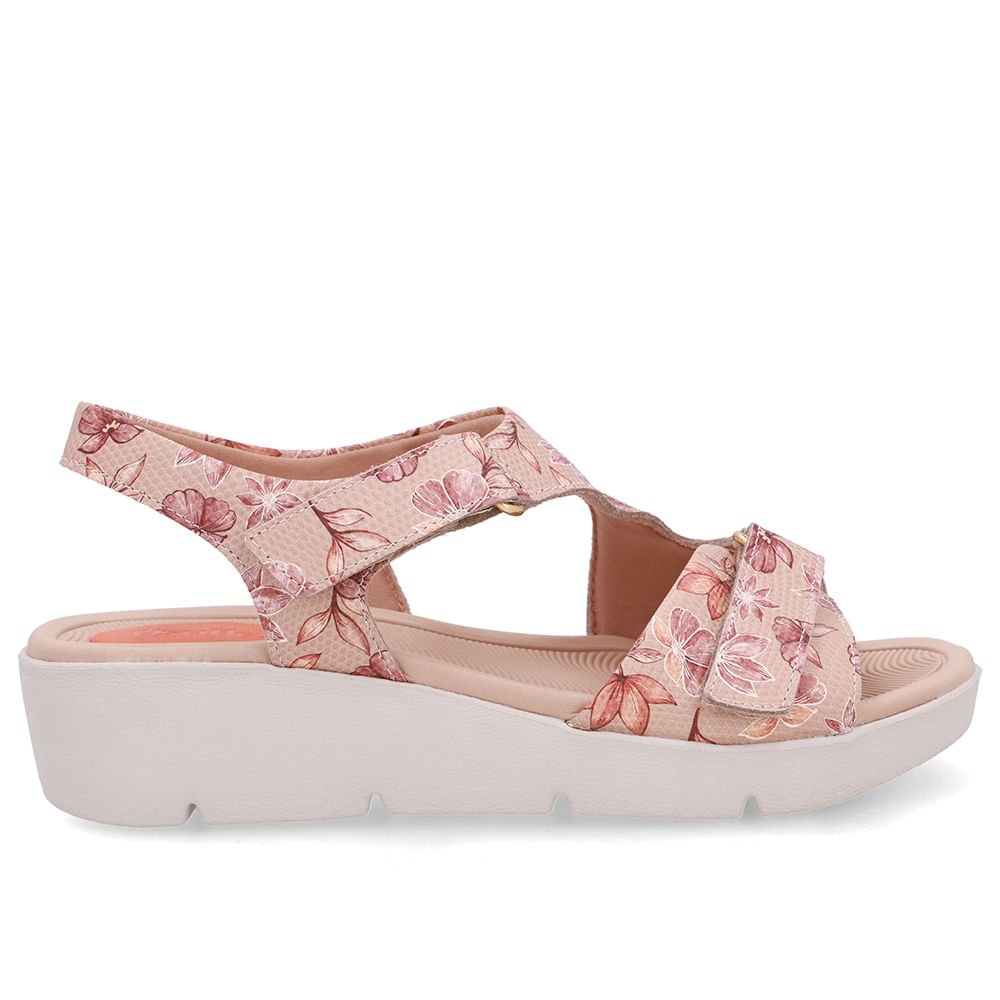 Sandália Plataforma Couro Floral