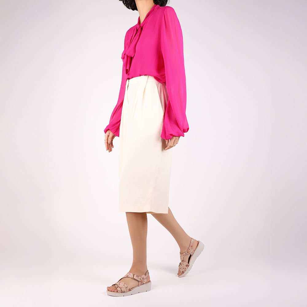 Sandália Plataforma Couro Floral Rosa 4