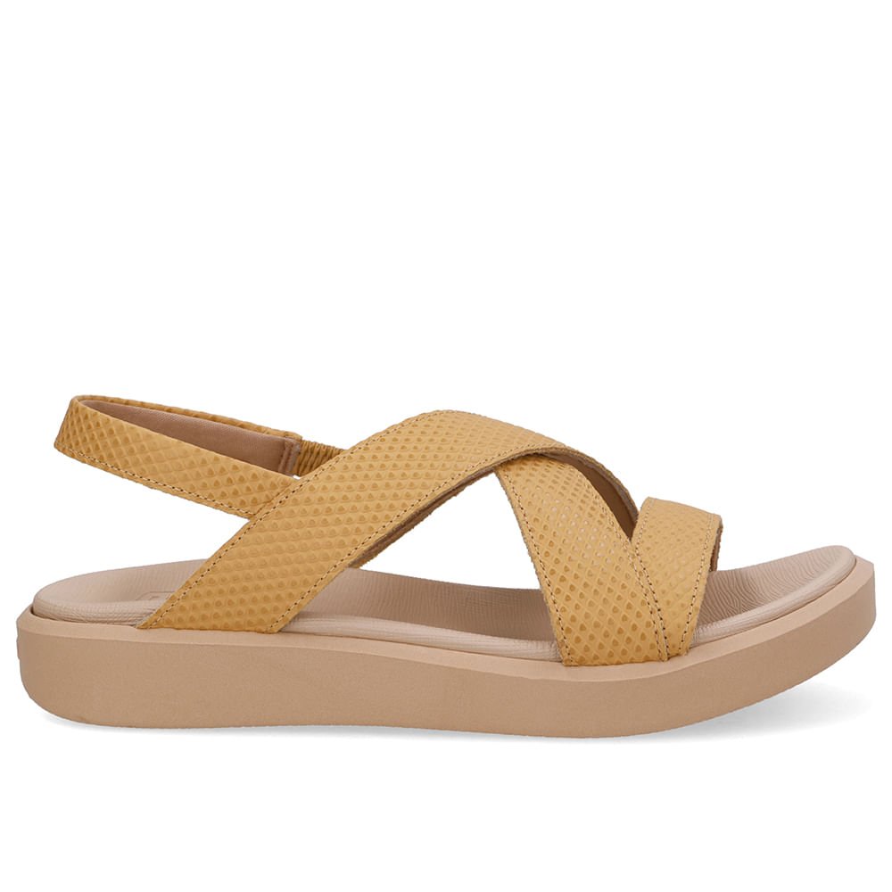 Sandália Salto Plataforma Couro Amarela