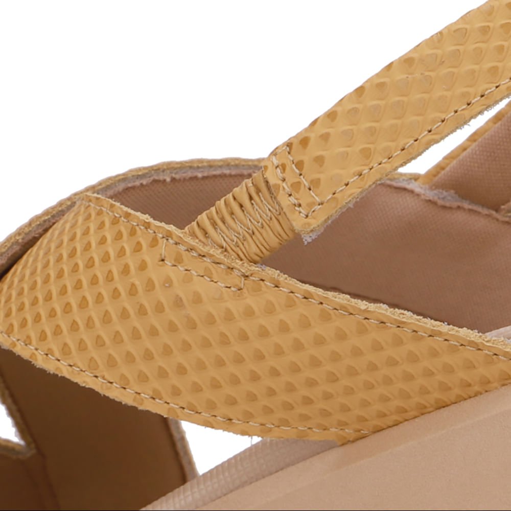 Sandália Salto Plataforma Couro Amarela Amarelo 4