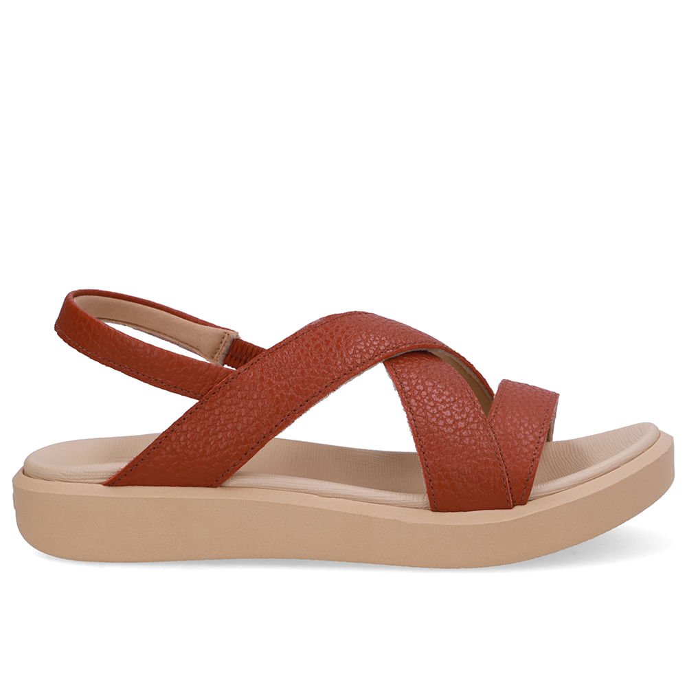 Sandália Salto Plataforma Couro Vermelha