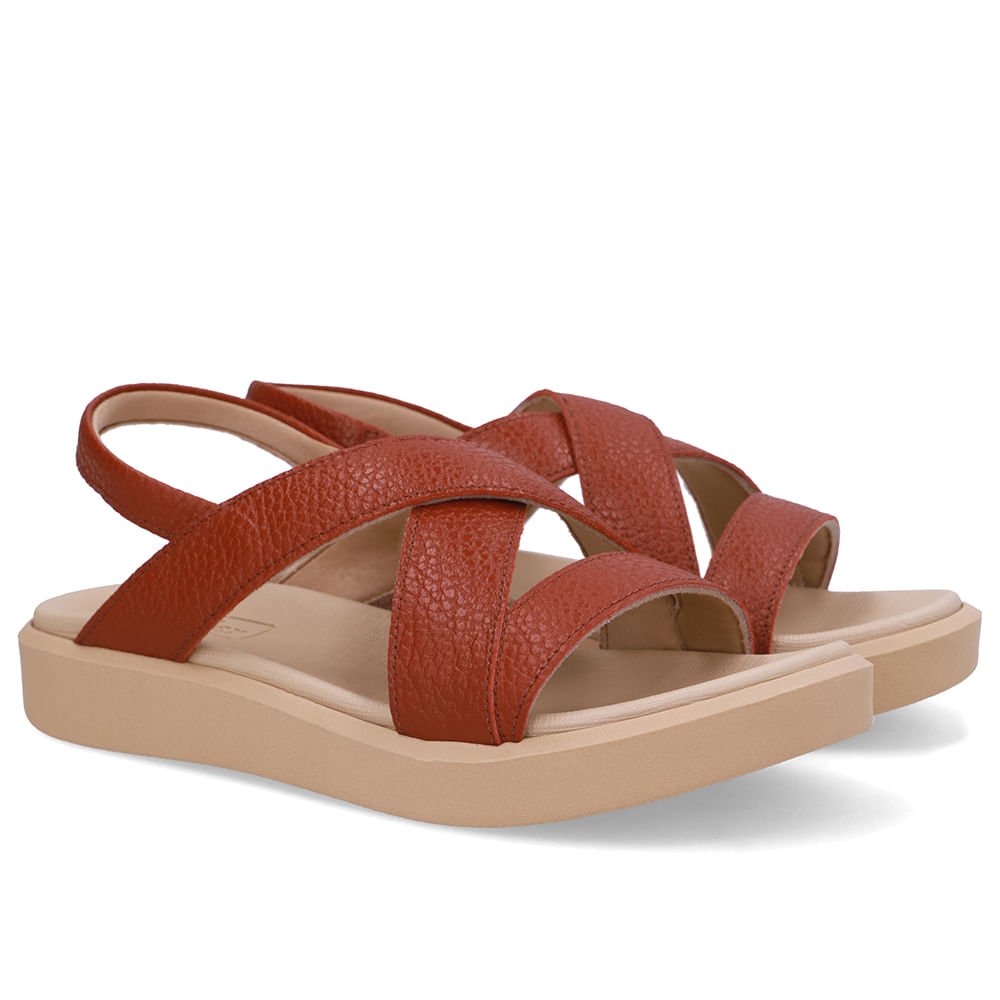 Sandália Salto Plataforma Couro Vermelha Vermelho 2