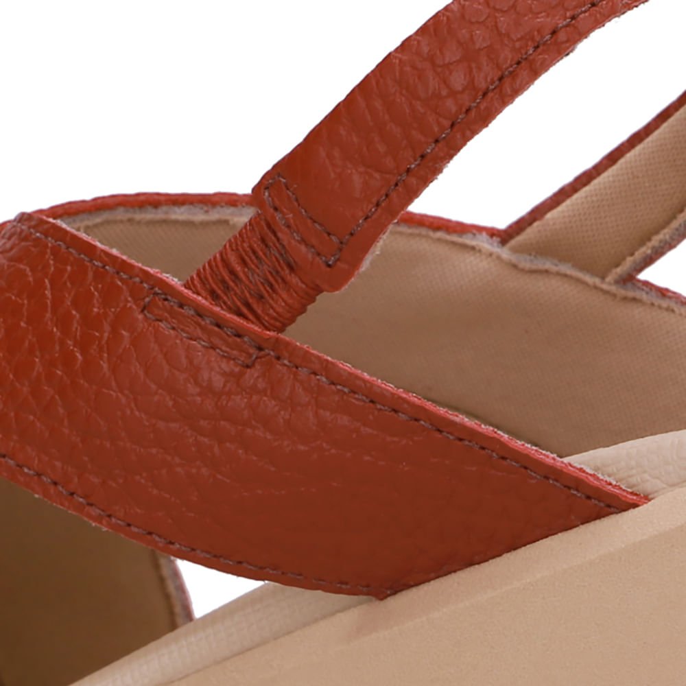 Sandália Salto Plataforma Couro Vermelha Vermelho 4