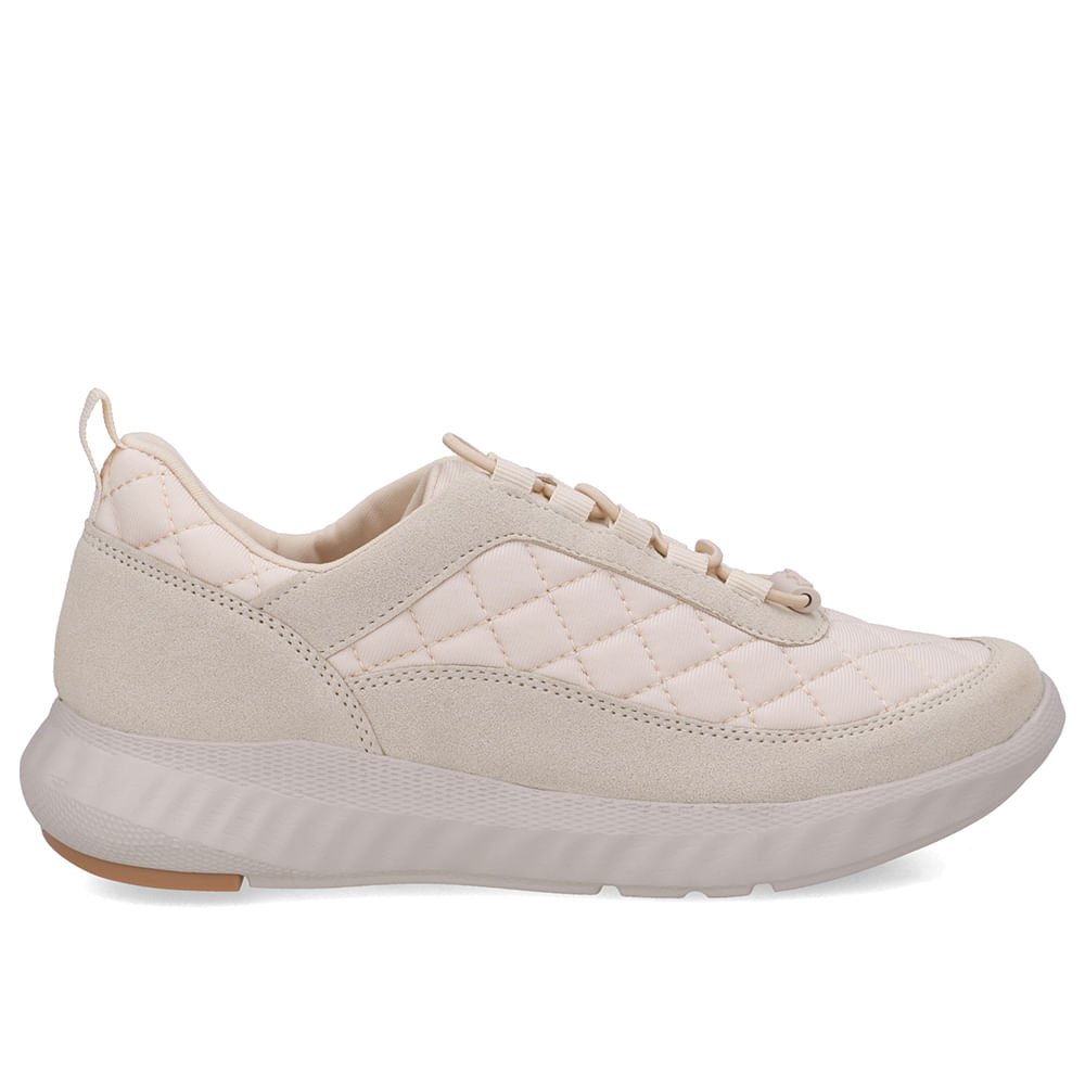 Tênis Tecido Bege Casual Cadarço