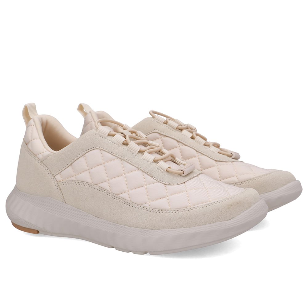 Tênis Tecido Bege Casual Cadarço Bege 2