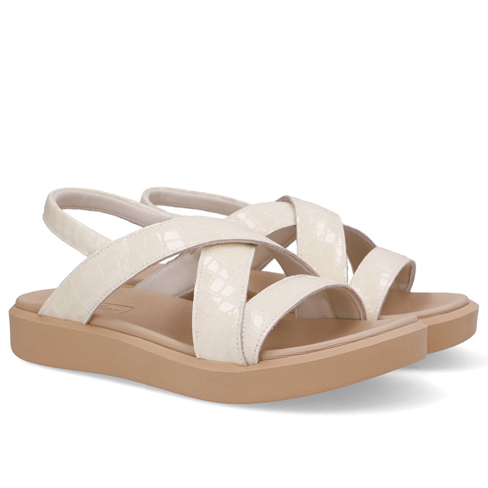 Sandália Salto Plataforma Couro Branca Marfim Branco 2