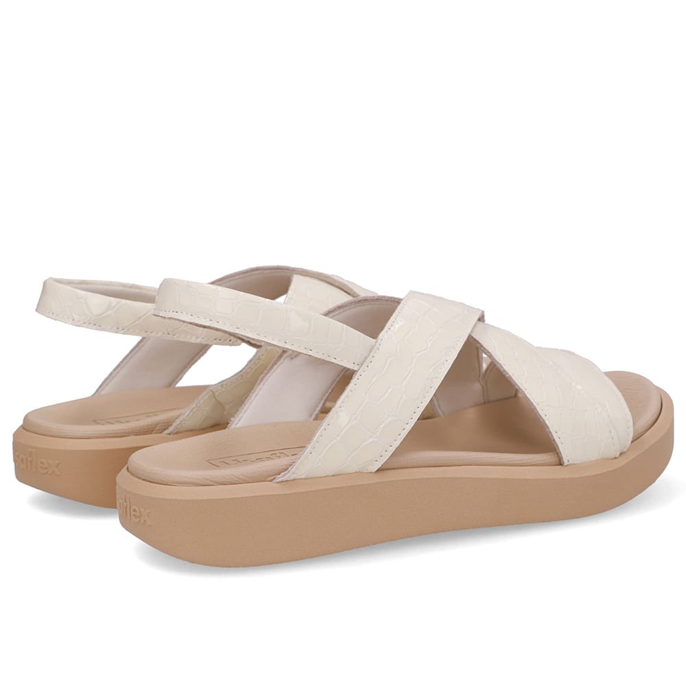 Sandália Salto Plataforma Couro Branca Marfim Branco 3