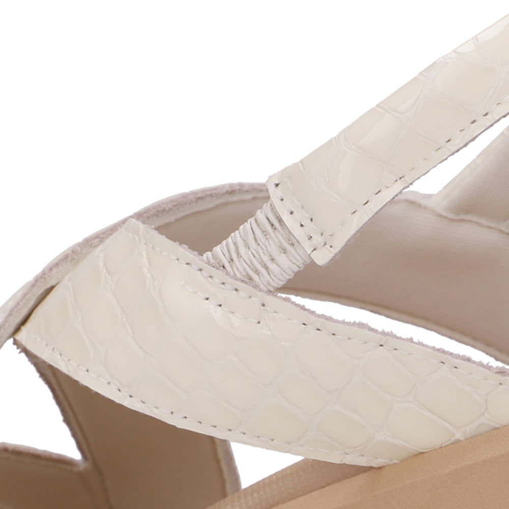 Sandália Salto Plataforma Couro Branca Marfim Branco 4