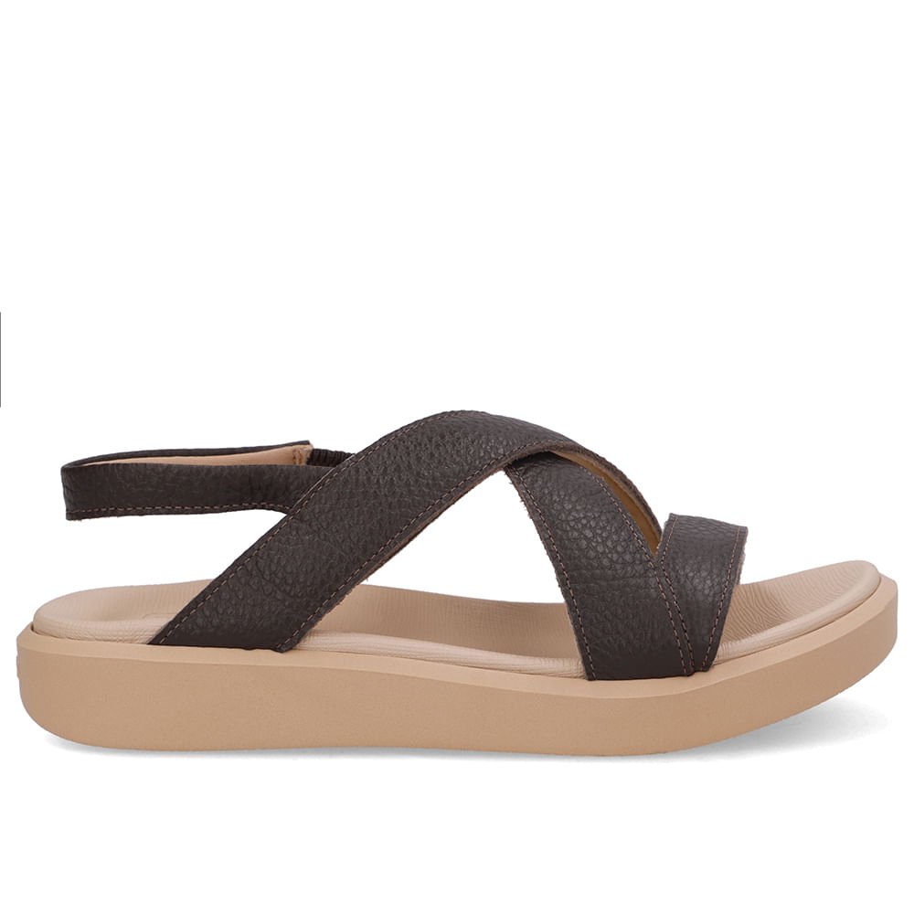 Sandália Salto Plataforma Couro Marrom