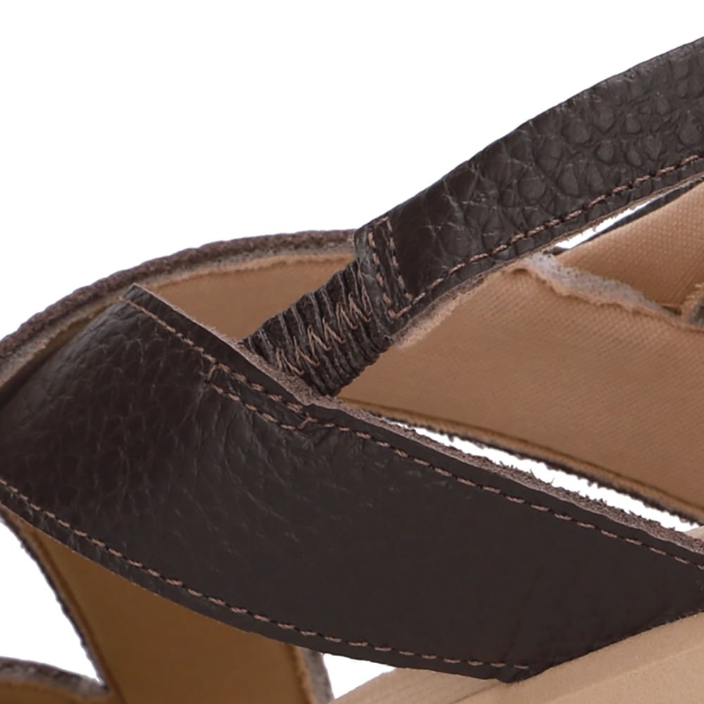 Sandália Salto Plataforma Couro Marrom Marrom 4