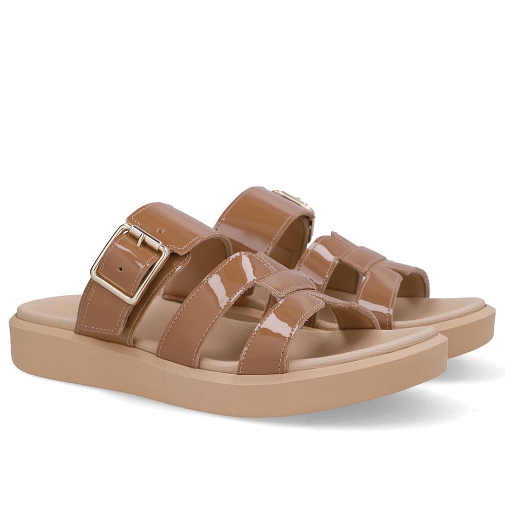 Tamanco Plataforma Couro Marrom Fivela Marrom 2