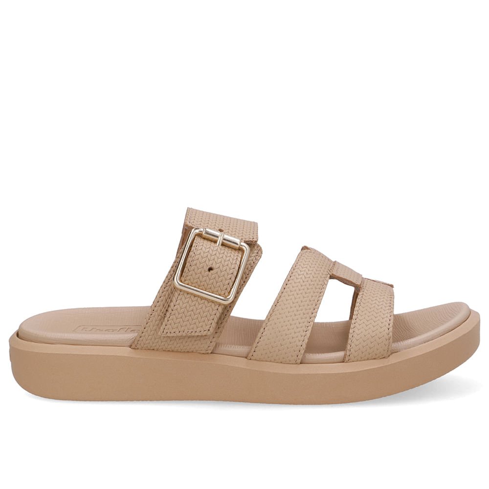 Tamanco Plataforma Couro Bege Fivela