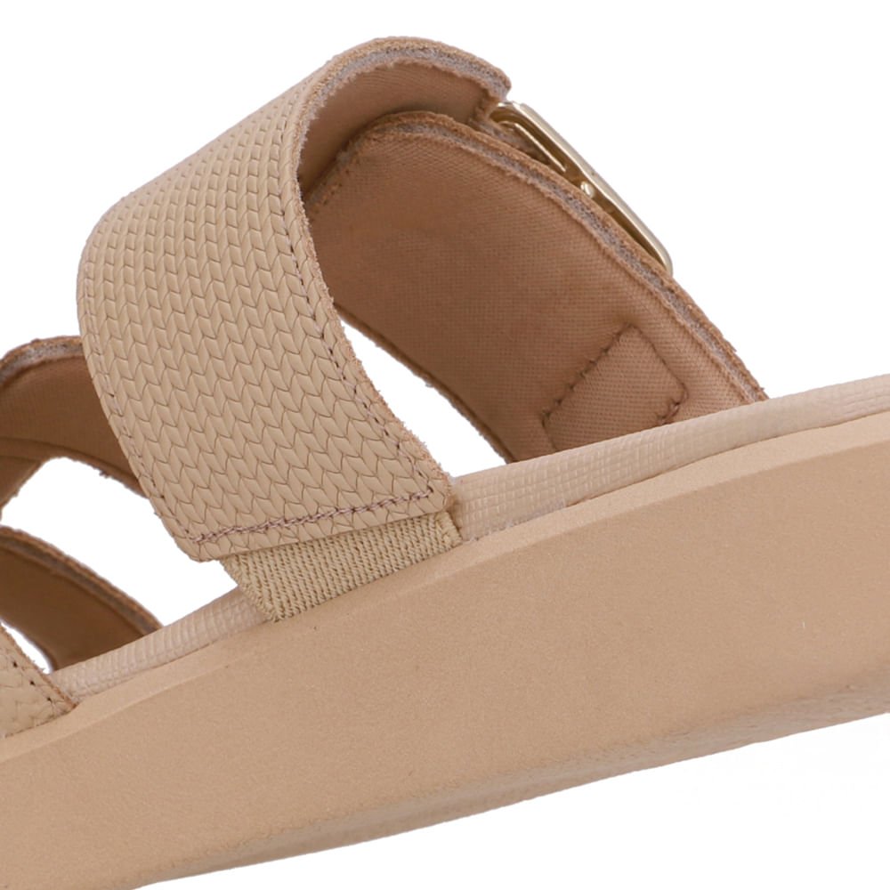 Tamanco Plataforma Couro Bege Fivela Bege 4