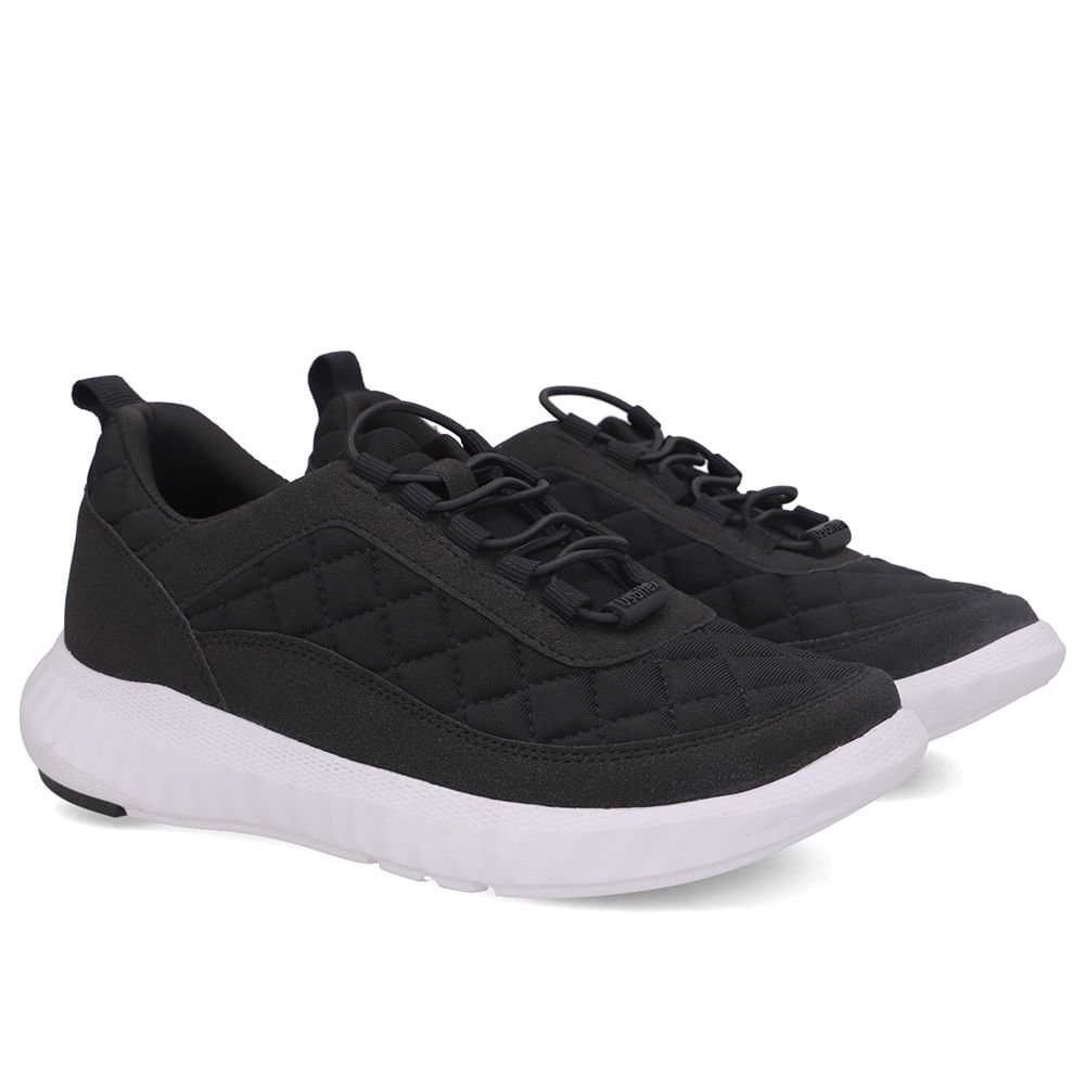 Tênis Tecido Preto Casual Cadarço Preto 2