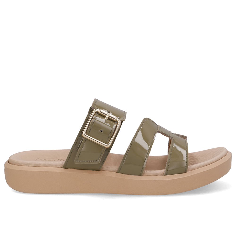 Tamanco Plataforma Couro Verde Fivela