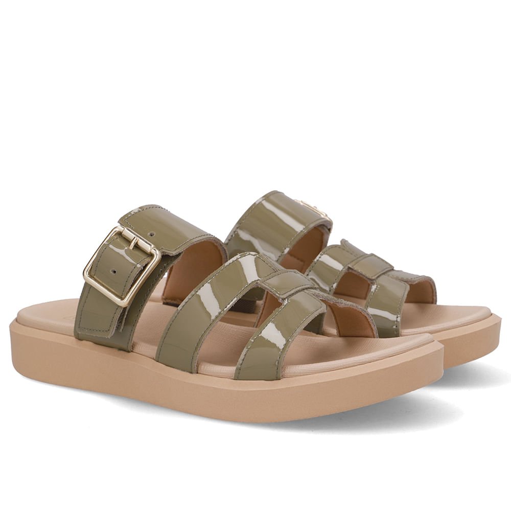 Tamanco Plataforma Couro Verde Fivela Verde 2