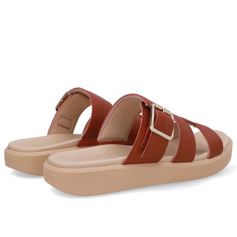 Tamanco Plataforma Couro Vermelho Fivela Marrom 3