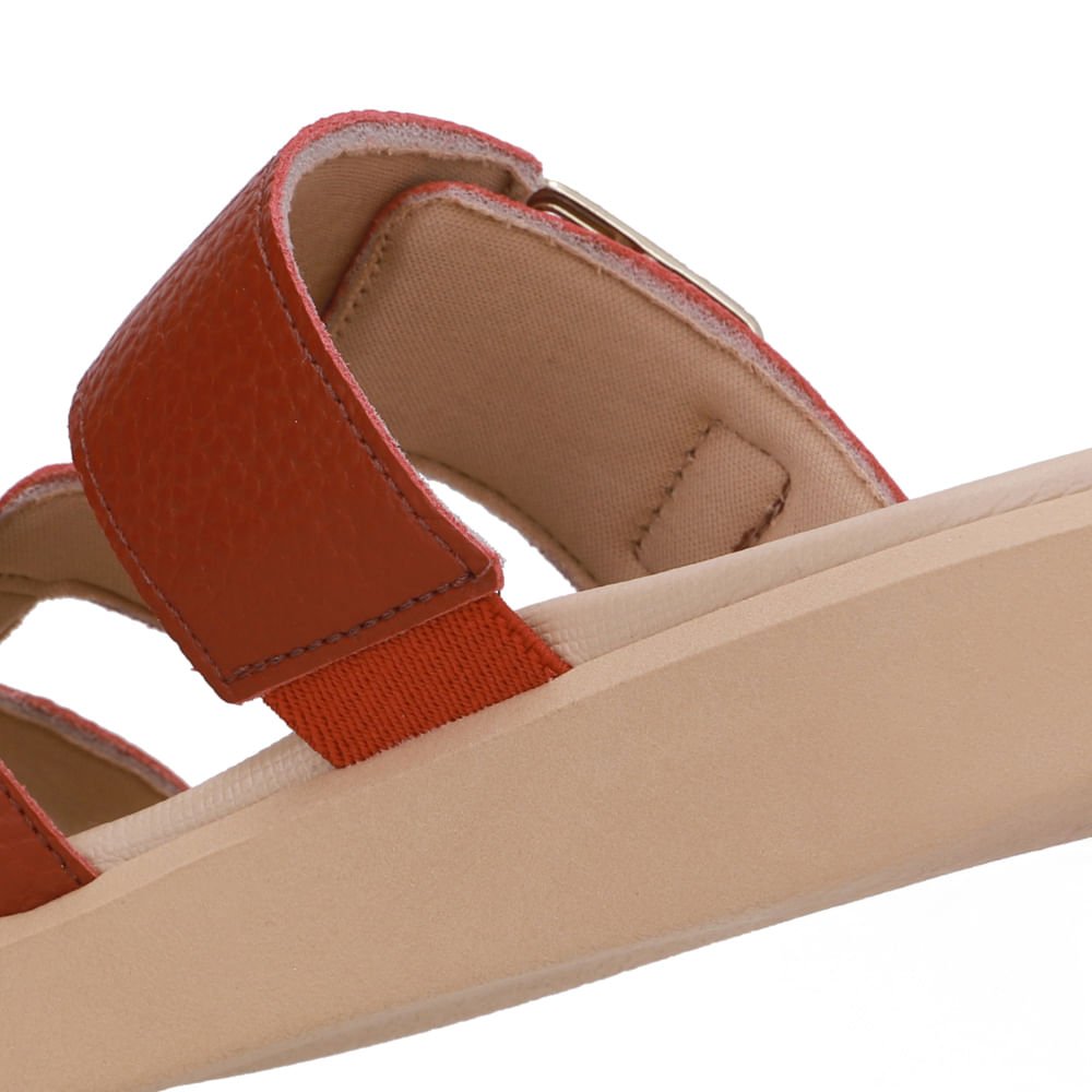 Tamanco Plataforma Couro Vermelho Fivela Marrom 4
