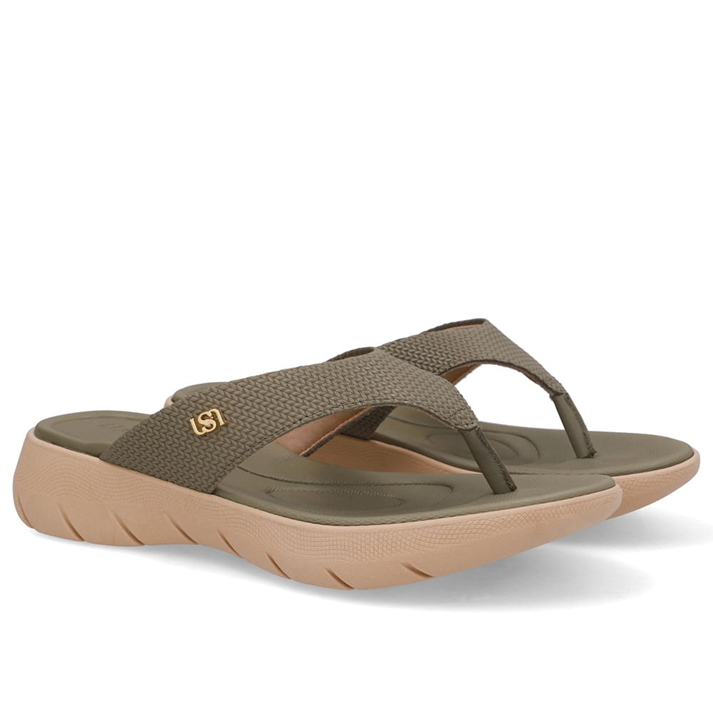 Chinelo Salto Plataforma Couro Verde Verde 2