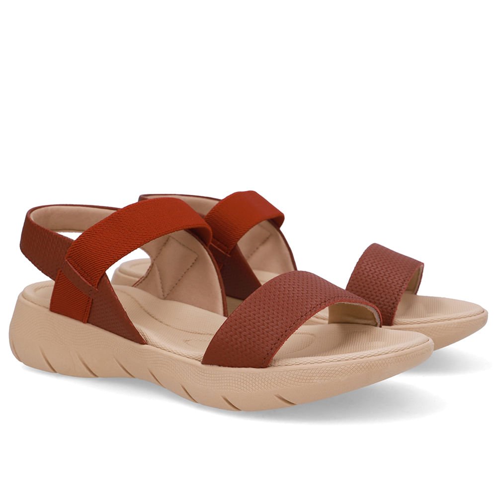 Sandália Salto Plataforma Couro Vermelha Elástico Vermelho 2