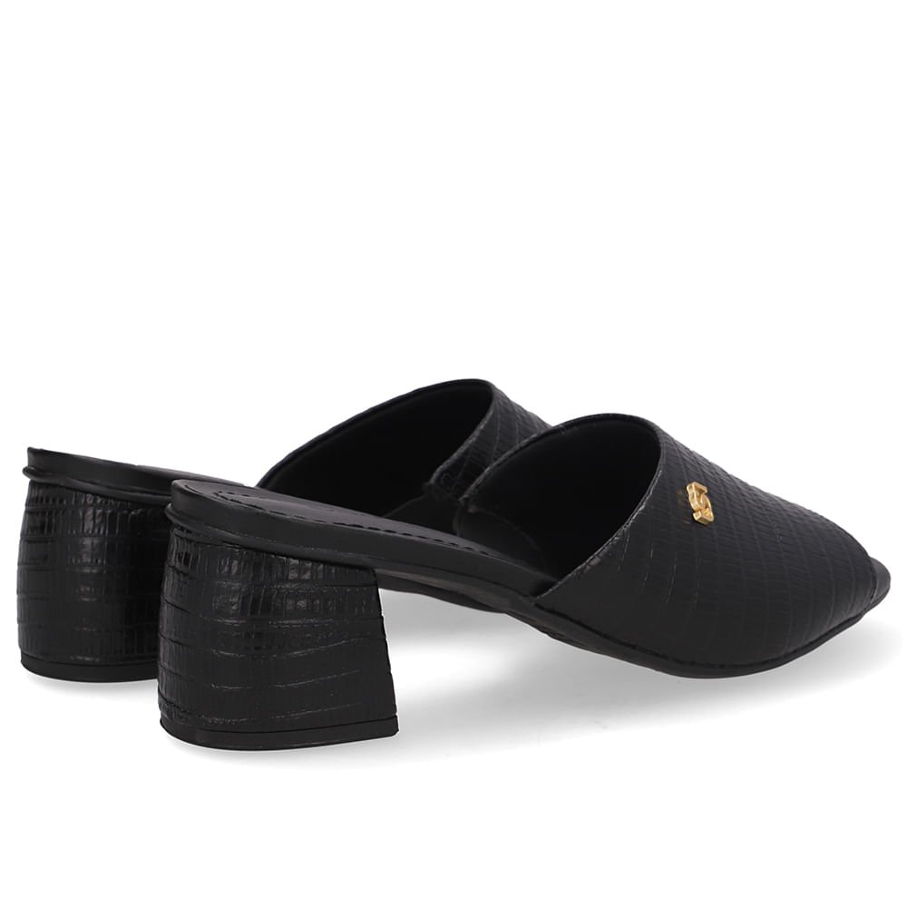 Tamanco Salto Plataforma Couro Preto Preto 3