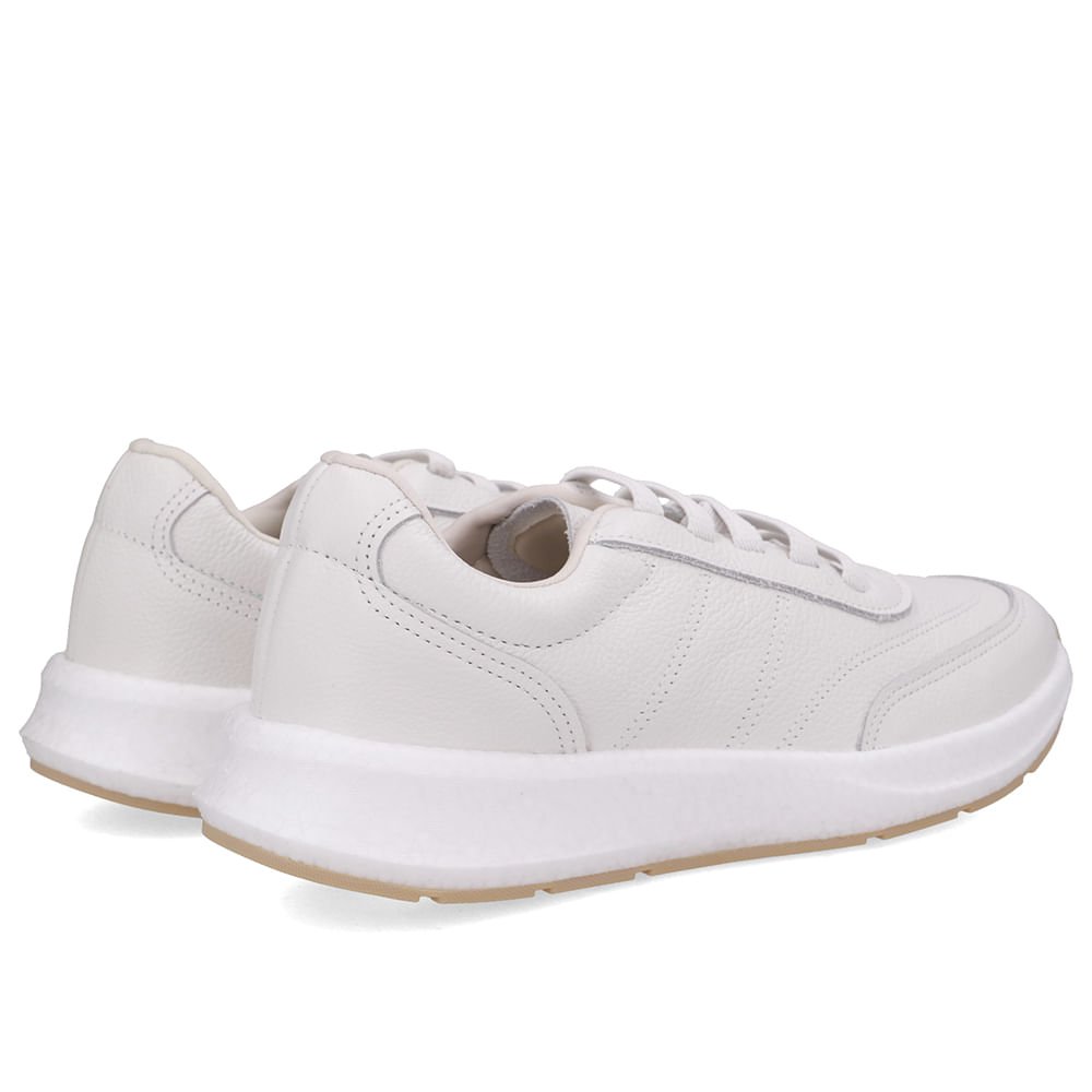 Tênis Couro Branco Casual Cadarço Branco 3