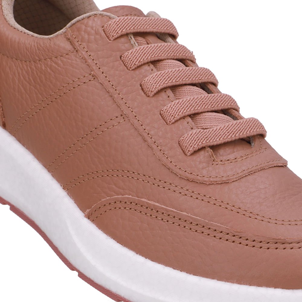 Tênis Couro Rosa Casual Cadarço Rosa 4