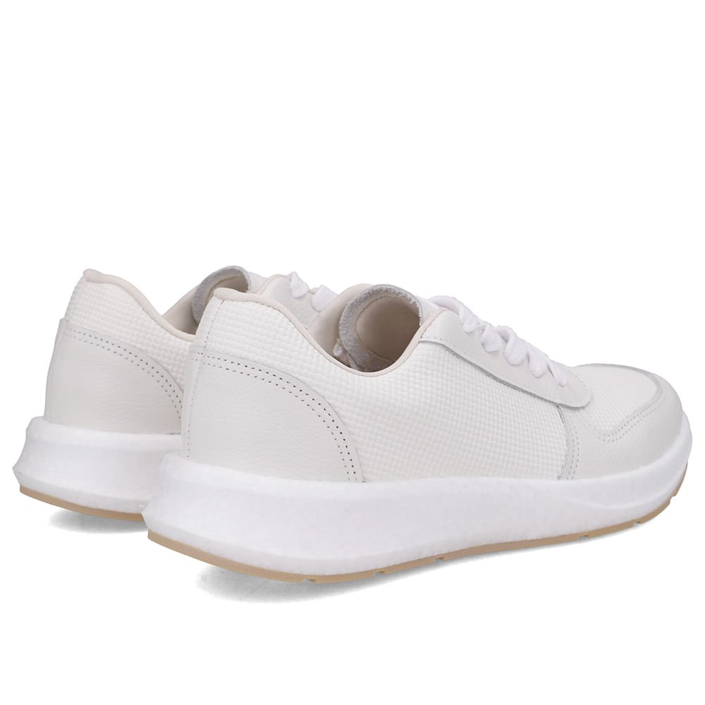Tênis Couro Branco Casual Cadarço Branco 3