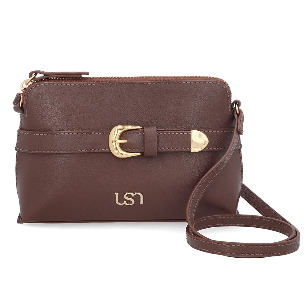 Bolsa Tiracolo Couro Marrom Fivela