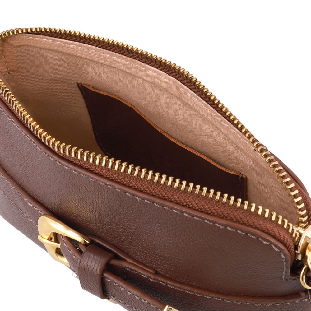 Bolsa Tiracolo Couro Marrom Fivela Marrom 3