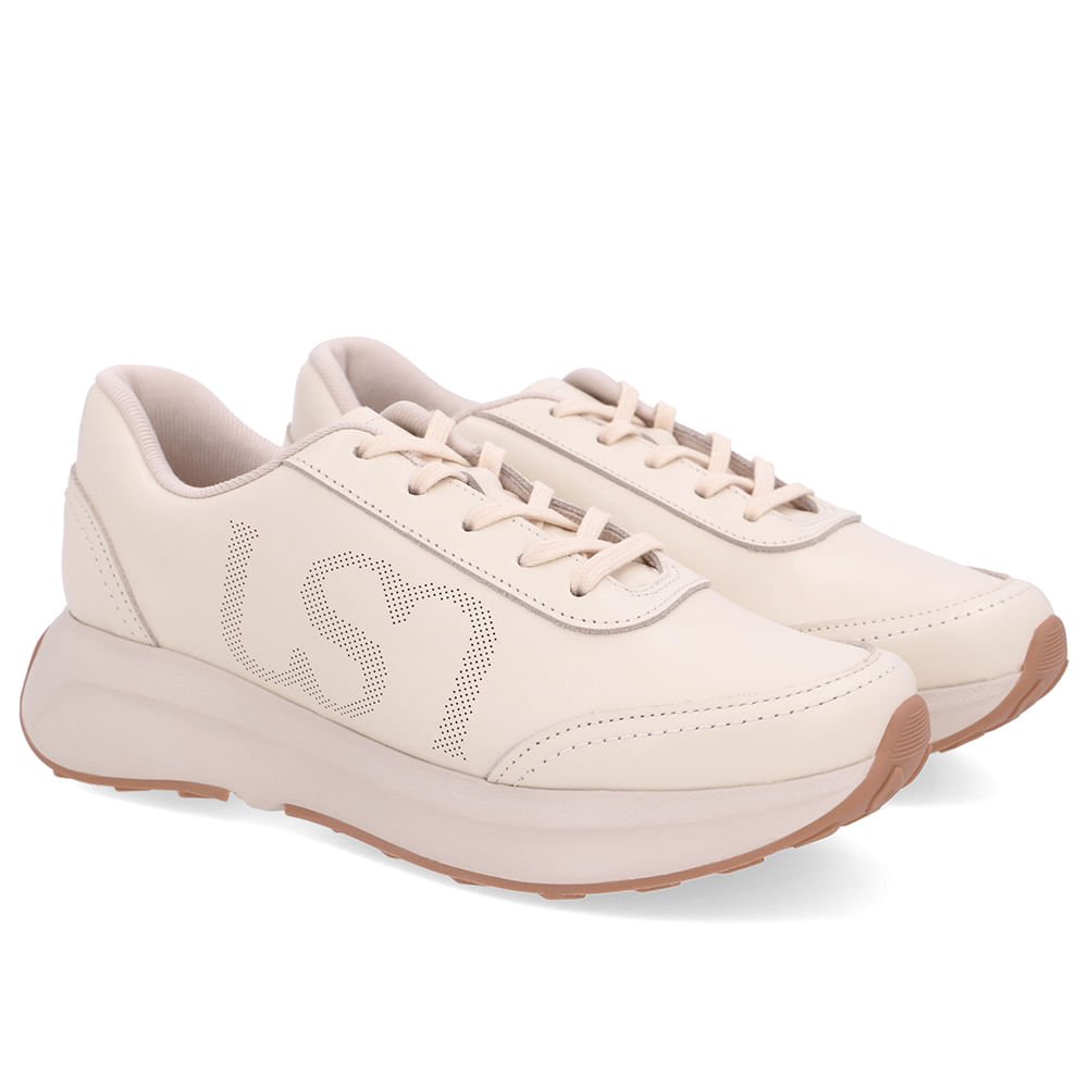 Tênis Couro Branco Marfim Monograma Branco 2