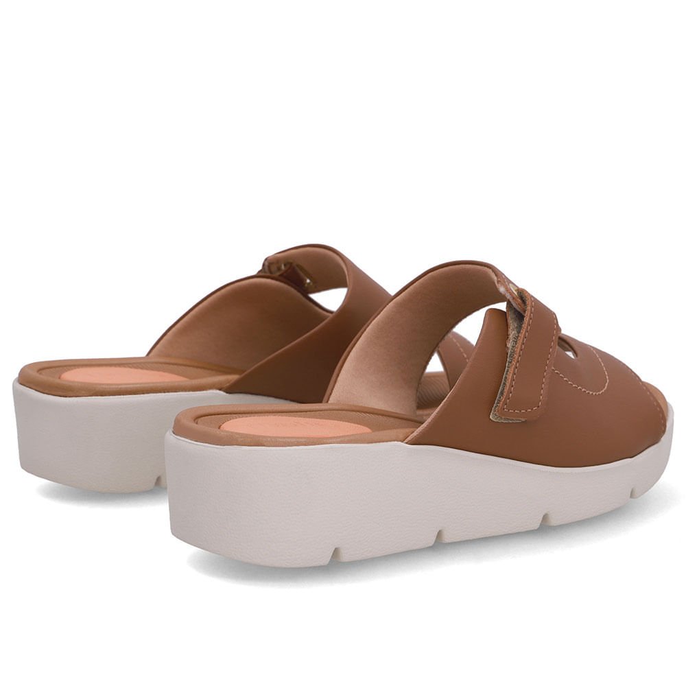 Tamanco Salto Plataforma Couro Marrom Fecho-Flex Marrom 3