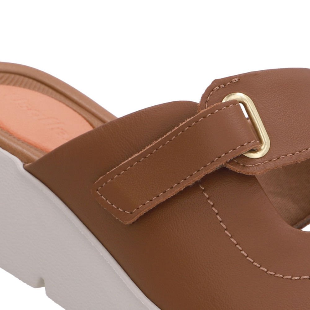 Tamanco Salto Plataforma Couro Marrom Fecho-Flex Marrom 4