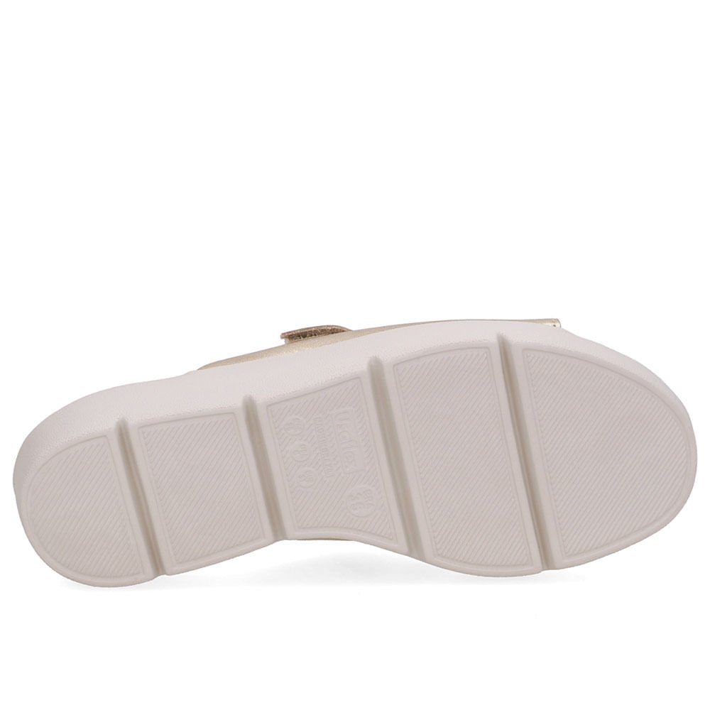 Tamanco Salto Plataforma Couro Dourado Fecho-Flex Dourado 5