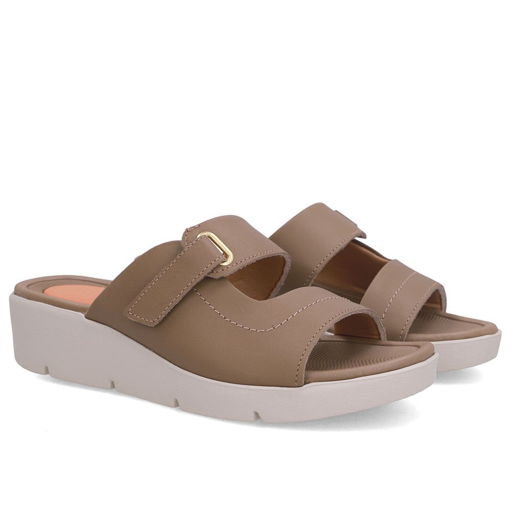 Tamanco Salto Plataforma Couro Marrom Fecho-Flex Marrom 2