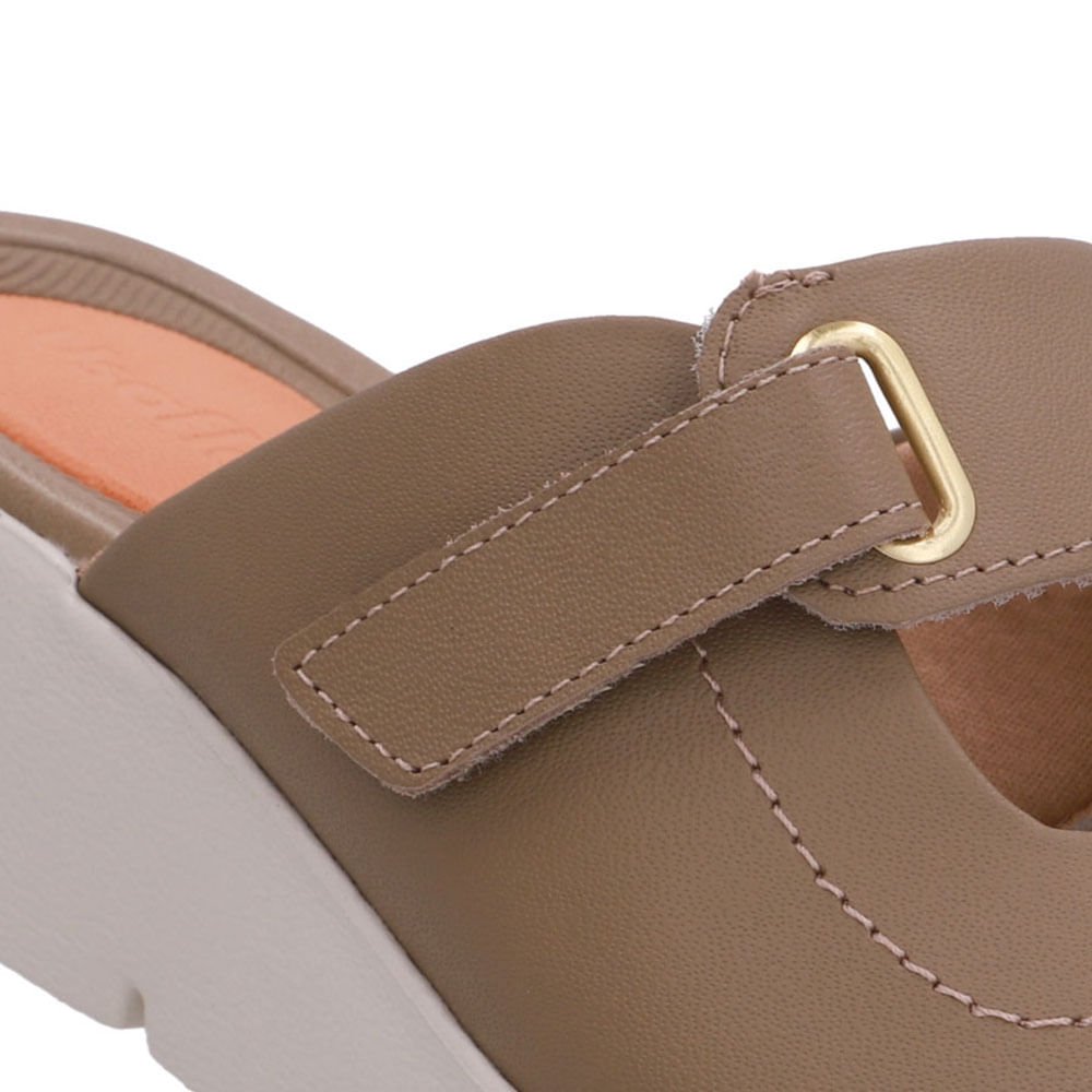 Tamanco Salto Plataforma Couro Marrom Fecho-Flex Marrom 4