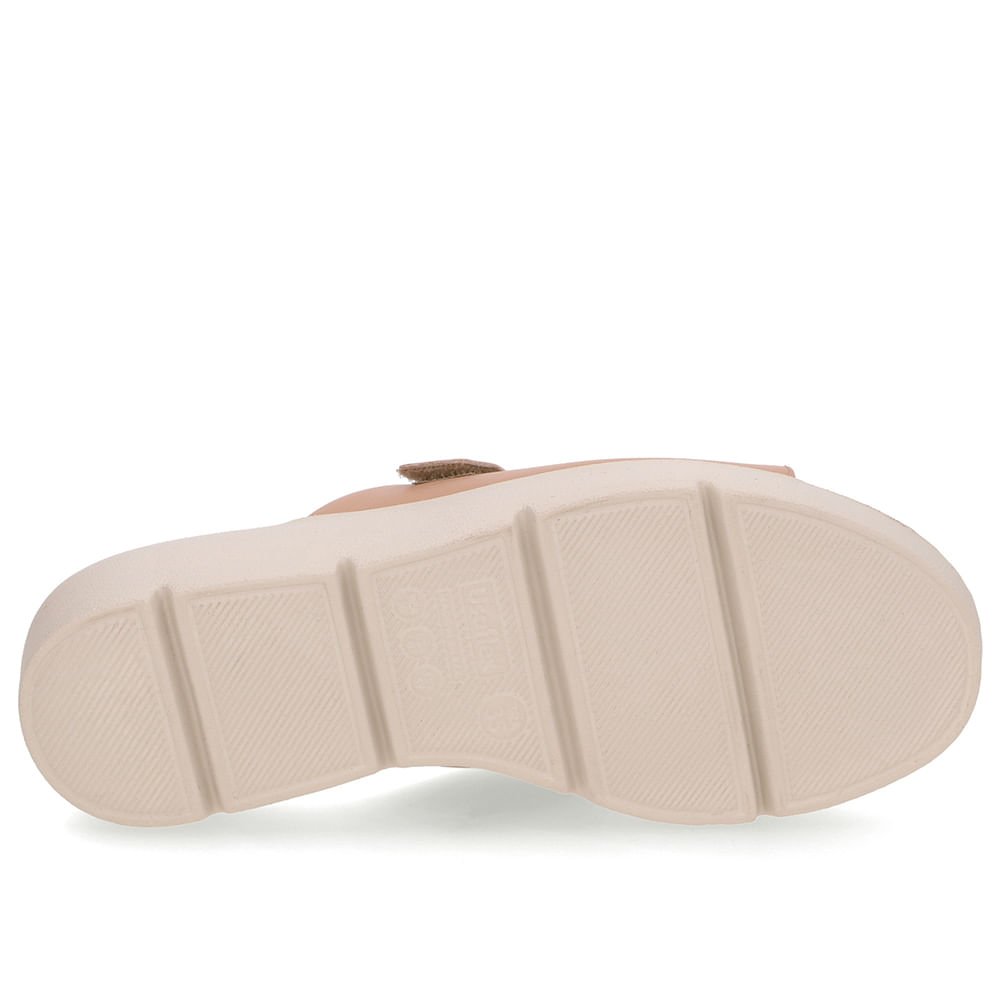 Tamanco Salto Plataforma Couro Bege Fecho-Flex Bege 5