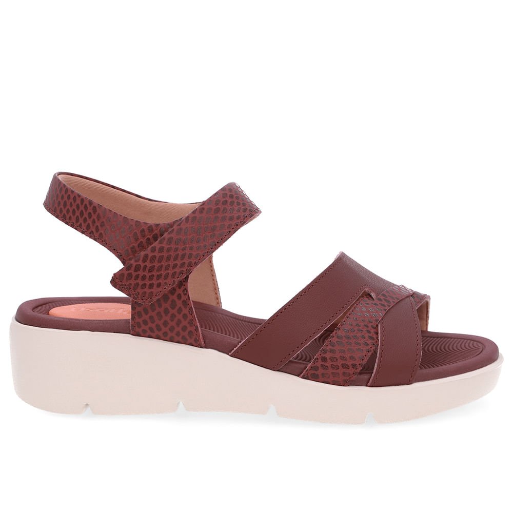 Sandália Couro Vermelha Fecho-Flex