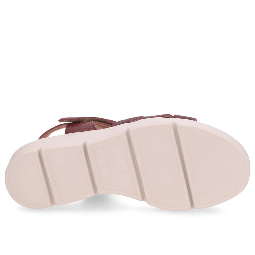 Sandália Couro Vermelha Fecho-Flex Vinho 5