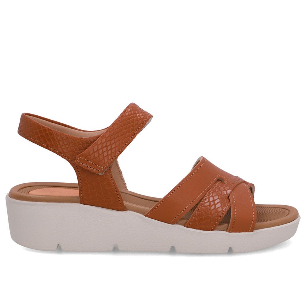 Sandália Couro Marrom Fecho-Flex