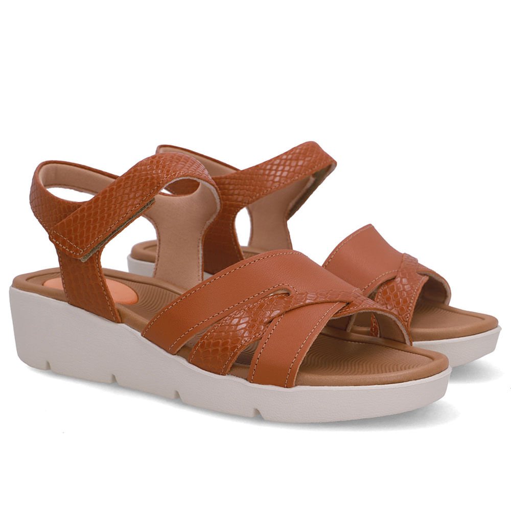 Sandália Couro Marrom Fecho-Flex Marrom 2