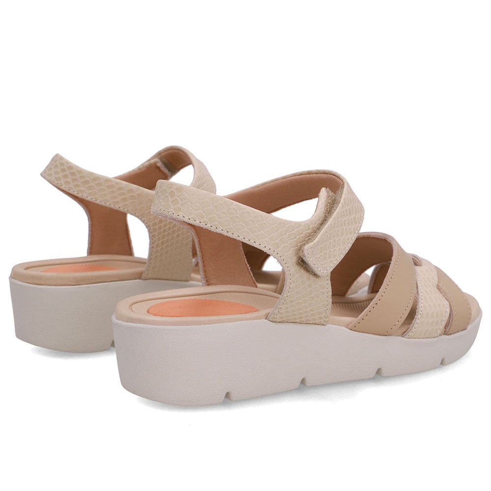 Sandália Couro Bege Fecho-Flex Bege 3