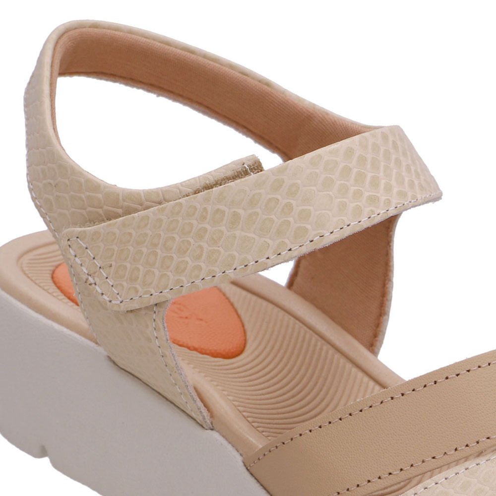 Sandália Couro Bege Fecho-Flex Bege 4