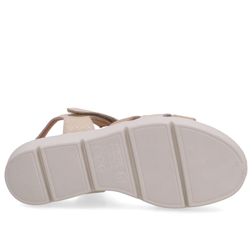 Sandália Couro Bege Fecho-Flex Bege 5